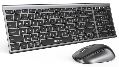 Teclado y mouse Bluetooth seenda COE401 recargable y multidispositivo para Windows y Mac