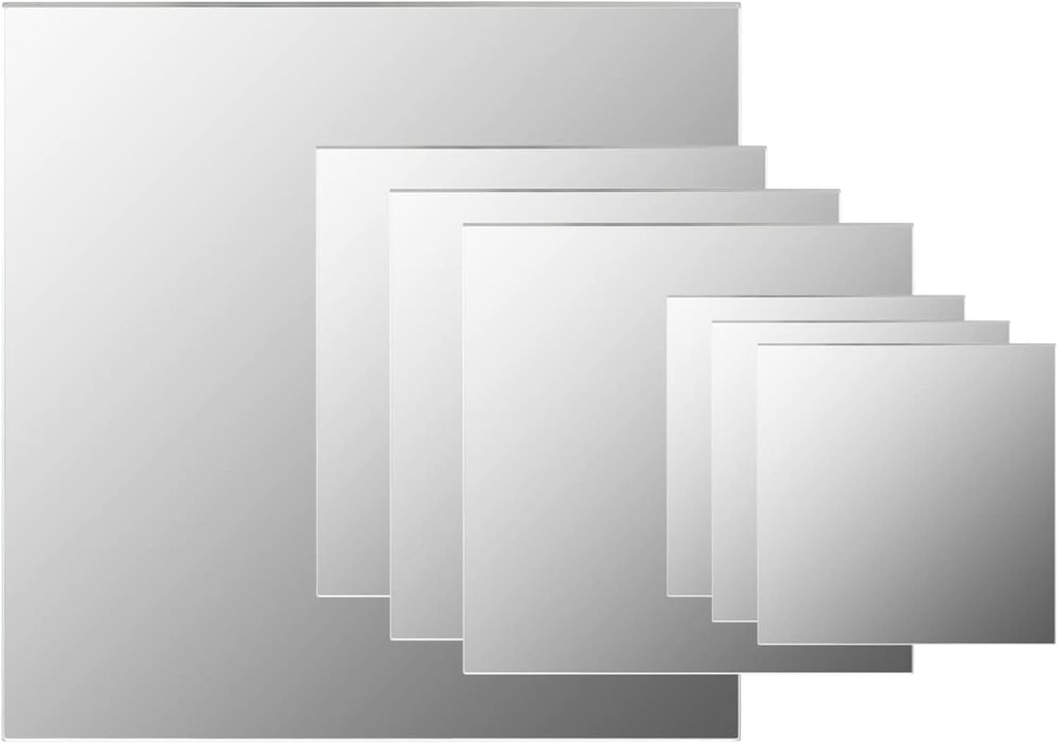 Gecheer Square Glass Wall Mirror Set, 7 Piece Minimalistic Aesthetic Home Decor, 3.9"