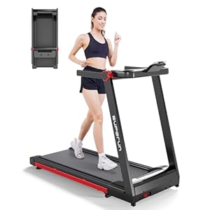 Superun Folding Treadmills for Home, 3.5 HP Treadmill with LED for Walking & Running, 350 LBS Capacity Foldable Treadmill with Incline, Portable Treadmill with Bluetooth Connectivity APP