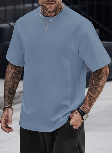 Image of Herberton Mens Oversized T-Shirts Heavyweight Cotton Stretch Fashion Thick Tee Tops (S-3XL)