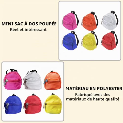 Nizirioo Mini Sac à Dos - 6 Pièces d'Accessoires Scolaires Miniatures avec Décorations et Fournitures Pour Poupée – vue 7
