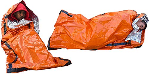 SE Survivor Series Orange Emergency Sleeping Bags with Drawstring Carrying Bags (2-Pack) - EB122OR-2
