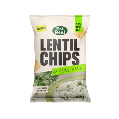 Eat Real, Lentil Chips, Creamy Dill, 10 X 95g, Gluten-free Crisps Multipack, Vegan-Friendly, Healthy Snacks, 30% Less Fat