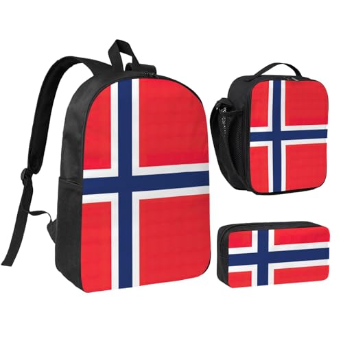 Sac à dos avec compartiment repas et trousse assortie style norvégien mixte