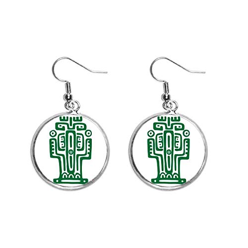 Pendientes de plata con tótems de México y detalles de cerámica artesanal