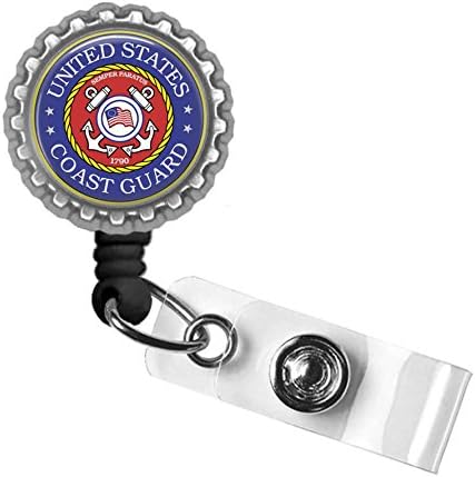 United States Coast Guard Silver Retractable ID Tag Badge Reel by Geek Badges