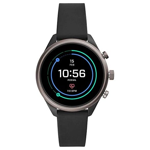 Fossil Women's Sport Heart Rate Metal and Silicone Touchscreen Smartwatch, Color: Grey, Black (FTW6024)