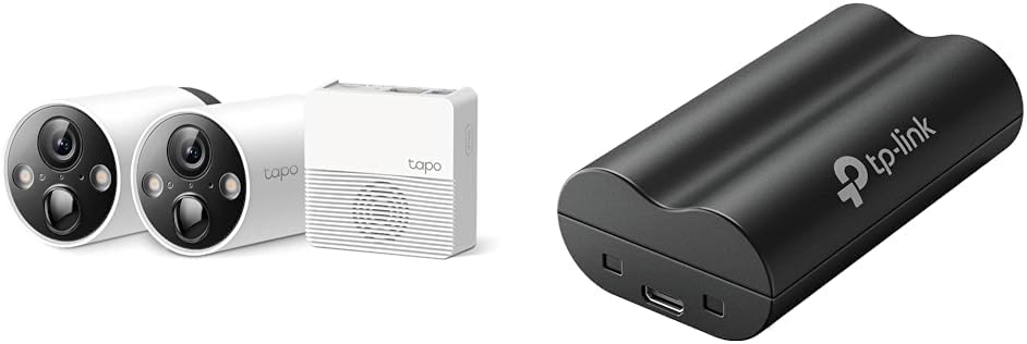 TP-Link tapo Full Wireless Network Camera Indoor/Outdoor 2K QHD Cameras + 1 Hub + 2 Extra Batteries-Tapo C420S2/A + Tapo A100