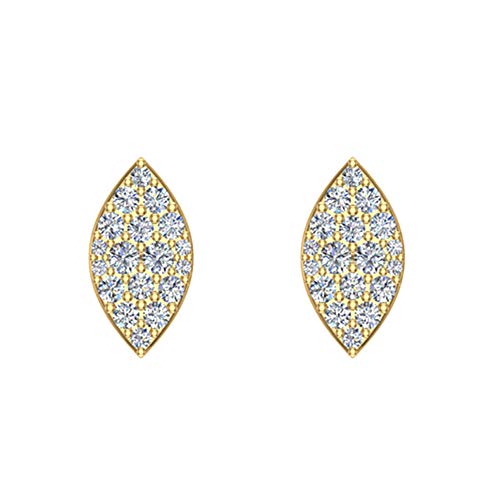 Diamond Earrings Marquise Shape Cluster Studs 14K Gold - Screw Back Posts (0.50 Carat Total) #TOP2