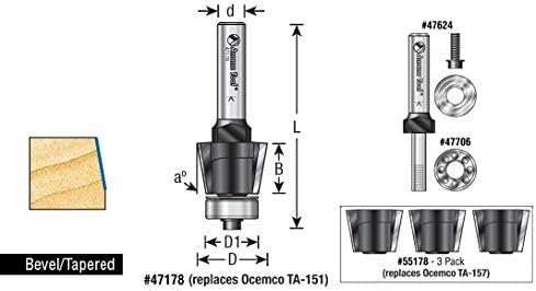 Miniatura 2 de Amana Tool - 47178 Conjunto de cortador cónico de 10 con punta de carburo (reemplaza a Ocemco #TA-151