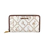 Giulia Pieralli Damen XL Geldbörse mit 2 Reißverschlüssen Portemonnaie inkl. Geschenkbox Geschenkidee für Frauen All-Over Muster Monogramm (Bianco-Caffe (Weiss-Braun))