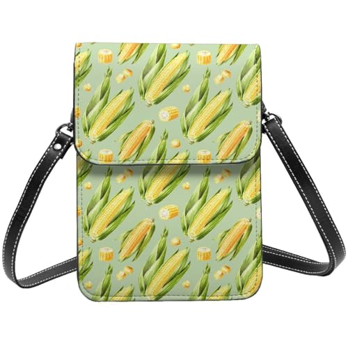 Small Crossbody Bags for Women, Leather Fresh Sweet Corn Cell Phone Cross Body Bag Wallet Purses