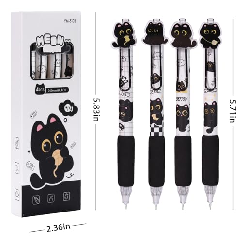 Set de 8 bolígrafos de gel negro con diseño de gato miniatura 3