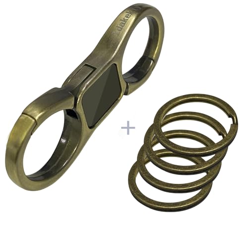 Idakekiy Key Chain Quick Release Spring with 4 Key Rings Heavy Duty Car Keychain Organizer for Men and Women (Bronze)