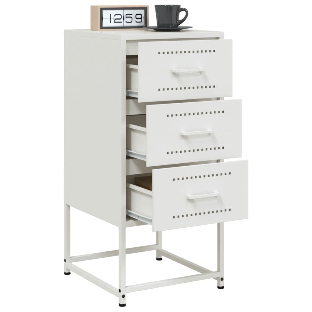 Comodino bianco 36 x 39 x 78 cm acciaio moderno design industriale con 1 cassetto per camera da letto soggiorno ufficio