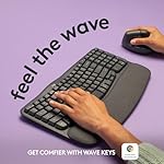 Logitech Wave Keys Wireless Ergonomic Keyboard with Cushioned Palm Rest, Comfortable Natural Typing, Easy-Switch, Bluetooth, Logi Bolt Receiver, for Multi-OS, Windows/Mac - Graphite - Image 2