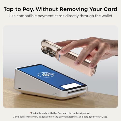 Image of Satechi Vegan-Leather Magnetic Wallet Stand, Minimalist iPhone Wallet with 4 Card Slots, NFC Pass Through, Phone Stand for iPhone 16-12, Desert Rose