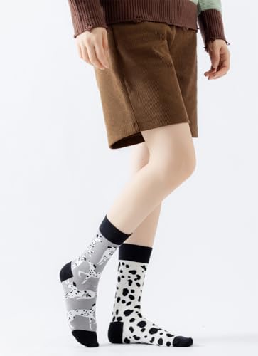 Image of 2 Pairs Cartoon Animal Crew Socks Fun Cotton Mid Calf Socks for Women