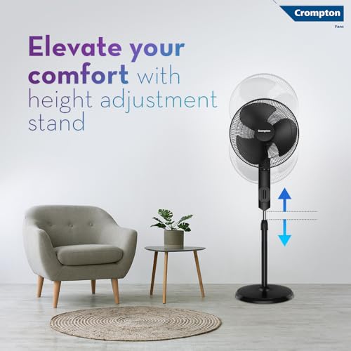 Image of Crompton HISPEED Torpedo EX 400 mm Pedestal Fan | 2100 RPM | Easy Neck Tilt Mechanism | Superior Air Delivery | Smooth Oscillation | 2 Year Warranty | Black