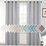 H.VERSAILTEX Linen Sheer Curtains 84 Inches Long Semi Sheer Curtains - Privacy Added Silver Grommet Linen Curtain Panels for Living Room/Bedroom Light Filtering Curtains (52'W x 84'L, 2 Panels, Grey)
