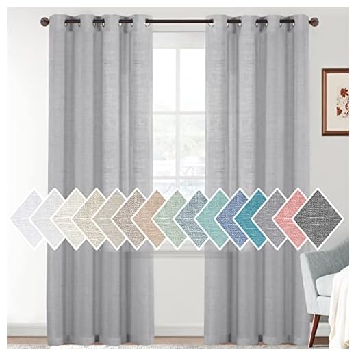 H.VERSAILTEX Linen Sheer Curtains 84 Inches Long Semi Sheer Curtains