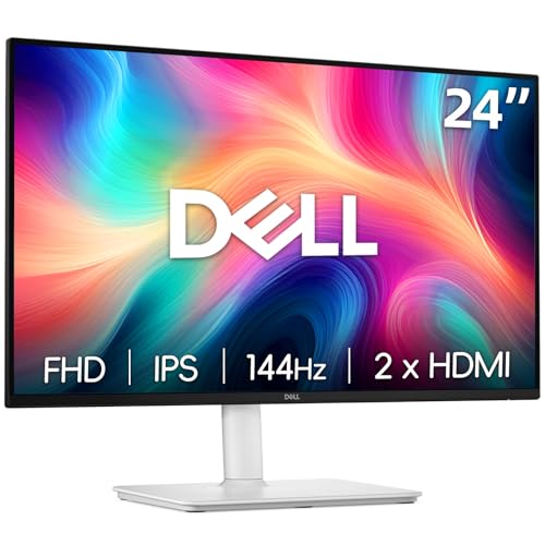 Image of Dell 24 inch Monitor, LED FHD - 144Hz Refresh Rate 1500:1 Contrast Ratio, AMD FreeSync - VESA, Integrated 2x3W Speaker, Height /Tilt /Pivot /Swivel Adjustability, 2 x HDMI, White