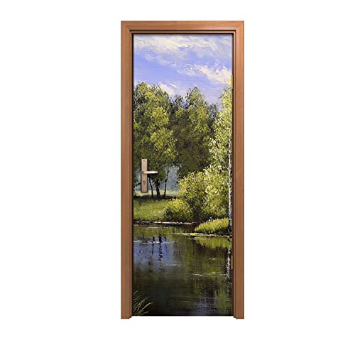 Autocollant de porte impression haute définition Eau d'arbres 70x200 - 2