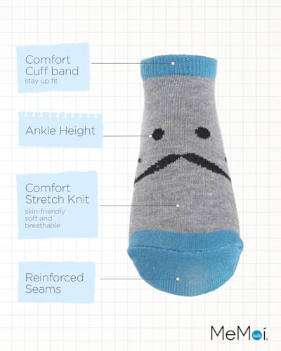 MeMoi Boys' 6 Pair Pack Mustache Mood Low Cut Socks3