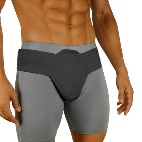 OPVYAEU Cinturón de hernia para hombres y mujeres Flexible ajustable hernia de apoyo Alivio del dolor con almohadillas de compresión extraíble Hernia izquierda y derecha (M, Blanco)(Negro)