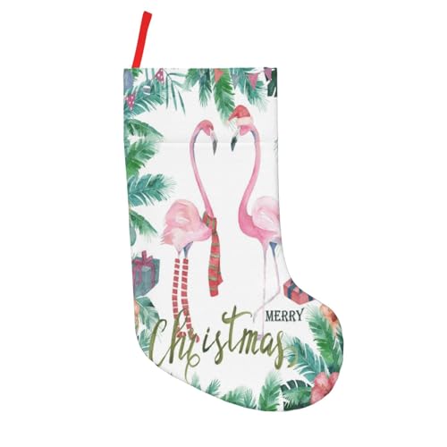 Flamingo Merry Christmas Tropical Palm Tree Christmas Stockings 18 Inch Xmas Large Hanging Stockings...