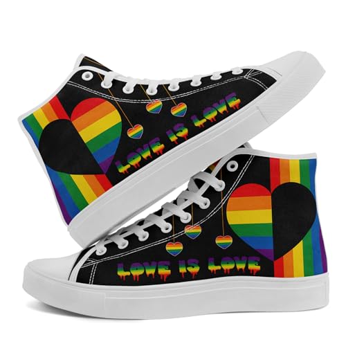 Pride Month High Top Canvas Sneakers Rainbow Lace Up Shoes for Men & Women Breathable Walking Footwear LGBTQ Gift4
