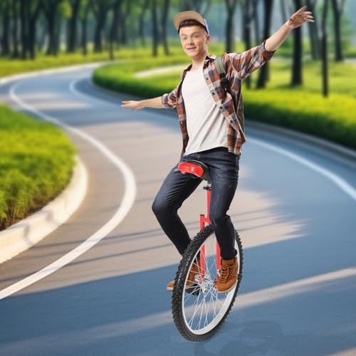Image of 16 inch /24 inch Wheel Unicycle, Wheel Unicycle with Steel Rim Skid-Proof Tire Adjustable Seat Sports Exercise Bicycle for Daily Fitness
