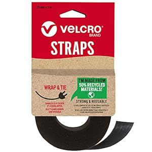 VELCRO Brand Eco One-Wrap Reusable Straps Black 25mm x 3m