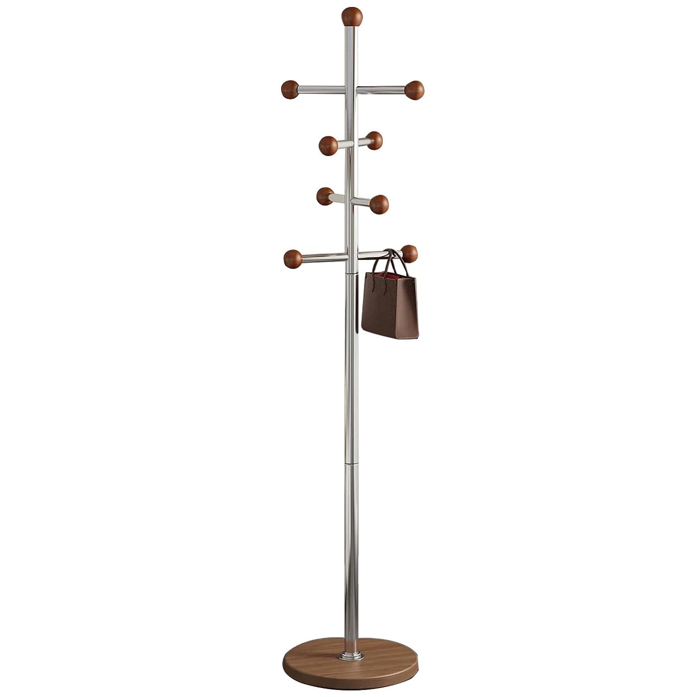 aoiuaoeniu Metal Coat Stand, Coat Rack Freestanding with Stable Base and 8 Hooks, Clothes Organiser for Clothes, Coat Stands for Hallway, Easy Assembly, for Small Space : 30x30x180CM