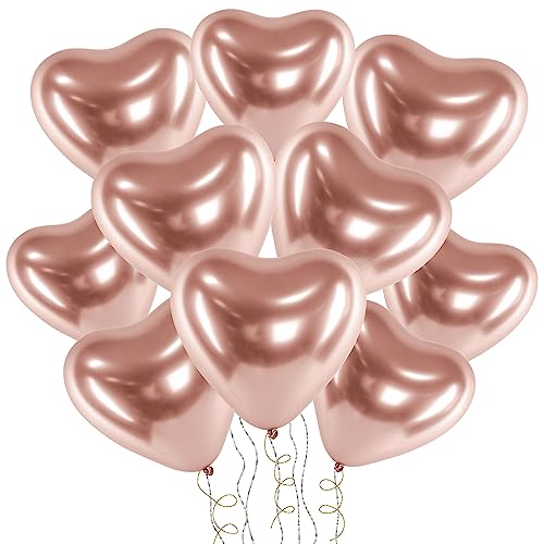 Juego de 10 globos con forma de corazón metálico, oro rosado, dec...