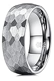 THREE KEYS JEWELRY Anillo de carburo cepillado de tungsteno de 8 mm para hombre y mujer, para compromiso, plata, talla 11