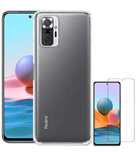Image of Soft Flexible Silicone Back Cover (Xiaomi Redmi Note 10 Pro, Transparent Case + Screen Guard)