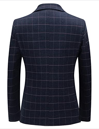 Men's Checked Plaid Blazer Notch Lapel Coat Two Buttons Formal Groom Party Daily Jacket2