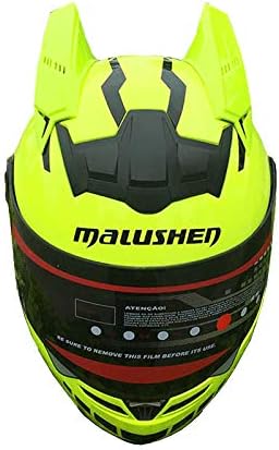 Miniatura 2 de Casco de motocicleta de cara completa verde con cuernos de montar Motocross Racing Motobike Casco de Motocicleta