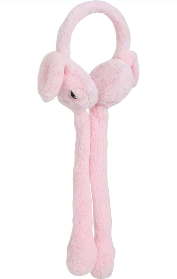 Plush Bunny Ear Muffs, Pink, Soft Winter Wear for Kids and Girls, Cute Design with Long Ears-picture-39