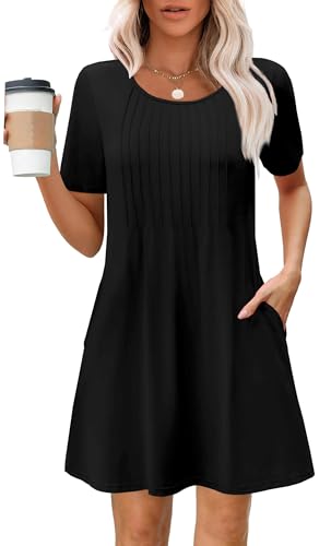 Summer Dresses for Women 2025 Casual Spring Midi Boho Dress Fashion Elegant Classy Beach Vacation Clothes Black X-Large