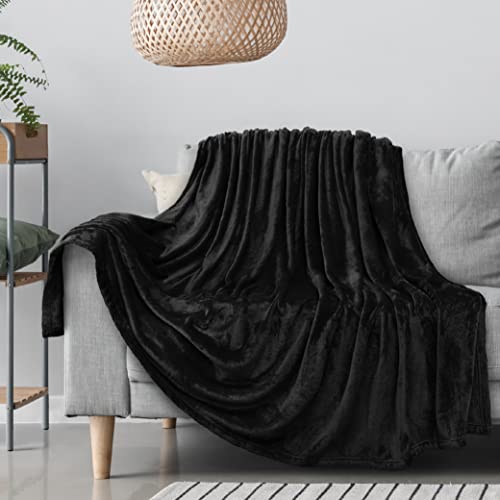 Pavilia Fleece Blanket Throw | Super Soft, Plush, Luxury Flannel Throw | Lightweight Microfiber Blanket For Sofa Couch Bed (Black, 50X60 Inches) #TOP22