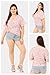 RITERA Plus Size Tops for Women Casual V Neck Shirts Cute Light Pink T Shirts 2X Summer Short Sleeve Tunics Soft Basic Tees Fashion Printing Stars Blouses 2XL 18W 20W