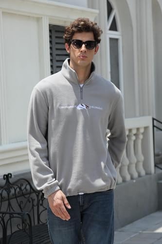 ZAFUL Men's Letter Graphic Sweatshirts Embroidered Fleece Drawstring Vintage Quarter Zip Pullover Sweatshirt3