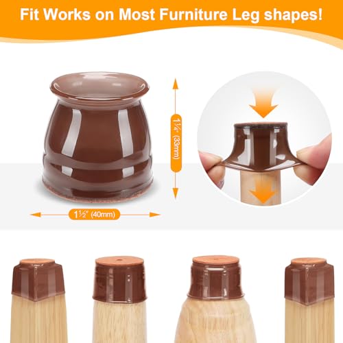 CHUNZEXI 24 Pack Chair Leg Floor Protectors for Hardwood Floors, Silicone Felt Covers Pads Caps, Protect Wood Furniture Feet Floors Noise Reduce and Scratch (Universal Large) by CHUNZEXI - Used condition - Image 3