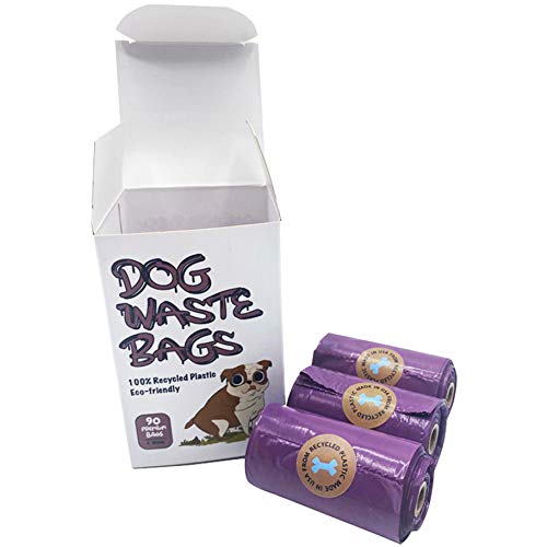 Image of 100% MADE FROM RECYCLED PLASTIC RESIN Extra Thick and Strong Dog Poop Bags, Guaranteed Leak-proof, 15 Doggy Bags Per Roll, Each Dog Poop Bag Measures 11.5 x 8 Inches