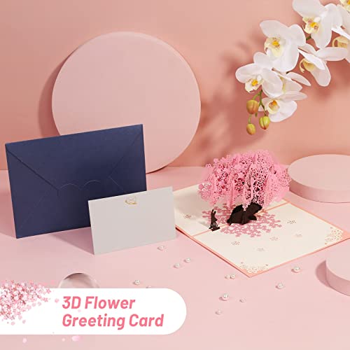 Anniversary Love Card For Her, Cherry Blossom Pop Up Wedding Card 3D Paper Anniversary Card, Valentines Greeting Card, Romantic Love Gift For Her Him, Wife Birthday, With Envelope And Blank Note #TOP3