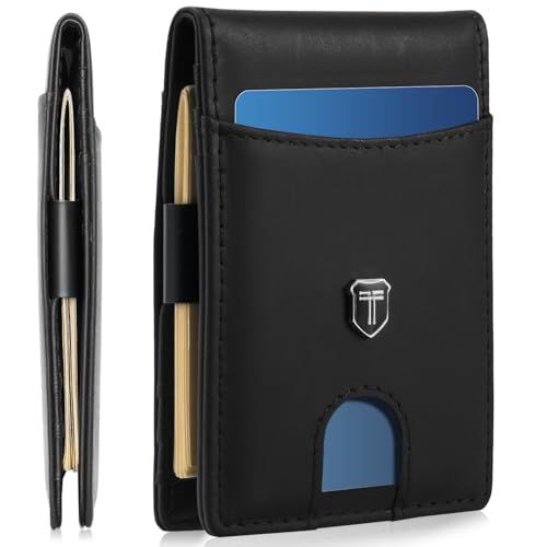 Image of Gostwo Slim Wallet for Men Minimalist Wallet Leather ID Window Card Case with Money Clip