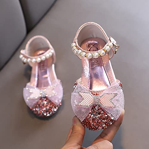 Fashion Spring And Summer Girls Sandals Dress Dance Performance Princess Shoes Sequin Mesh Bow Pearl Pool Shoes Toddler3
