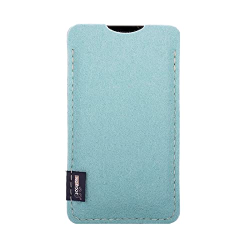 kontor28-Smartphone Hülle, Tasche passend für Apple iPhone 12/12 Pro, Slim-Fit Sleeve aus 100% Natur-Filz Oeko-TEX Standard 100. Handgefertigt Made in Bayern, Arctic blau Cover